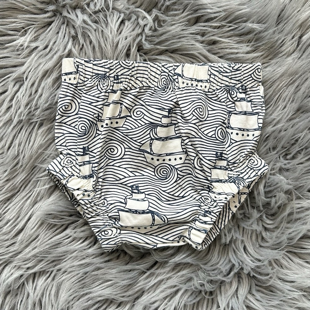 Winter Water Factory Unisex Open Seas Pirate Ship Organic Cotton Bloomer 3 month